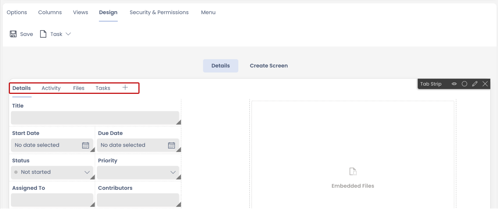 Example of existing tabs